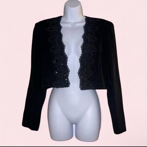SOLD-VINTAGE Elegant R&M Richards Black sequin Women's Bolero